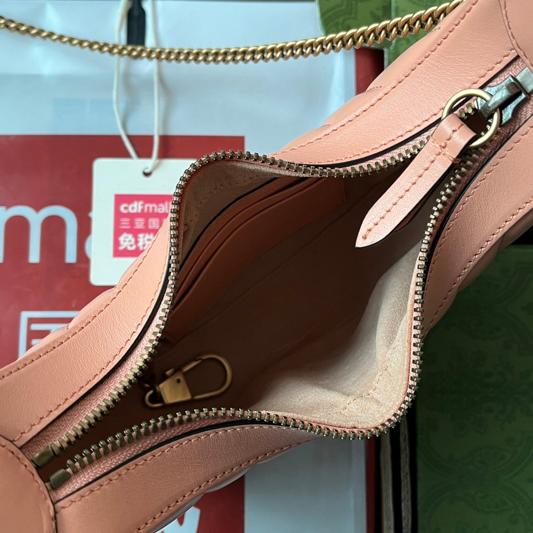 gg marmont demi-lune 21 cm cuir de veau pêche accastillage doré