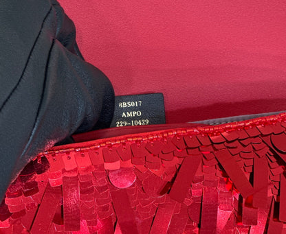 BAGUETTE MINI 19 EN PAILLETTES ROUGES QUINCAILLERIE DOREE