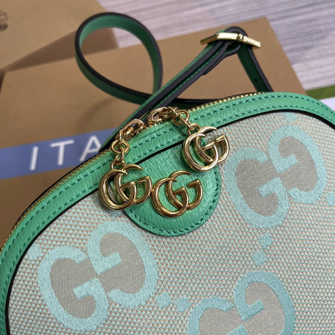 Bolsa de cosméticos grande Ophidia de 24 cm, lona con monograma beige y verde