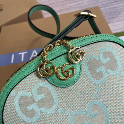 Bolsa de cosméticos grande Ophidia de 24 cm, lona con monograma beige y verde