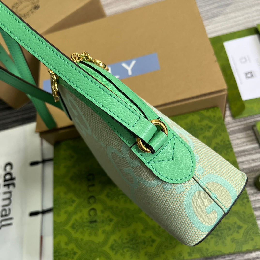 Bolsa de cosméticos grande Ophidia de 24 cm, lona con monograma beige y verde