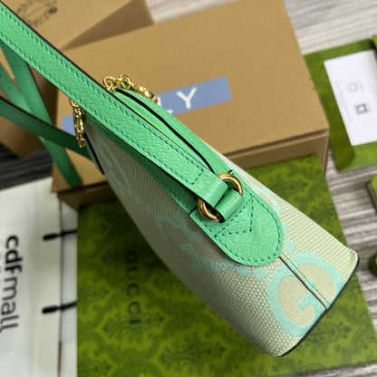 Bolsa de cosméticos grande Ophidia de 24 cm, lona con monograma beige y verde