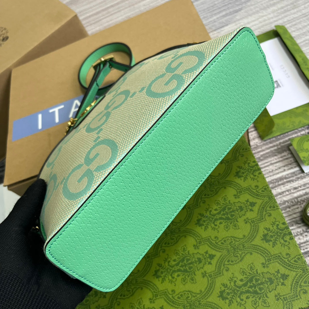 Bolsa de cosméticos grande Ophidia de 24 cm, lona con monograma beige y verde