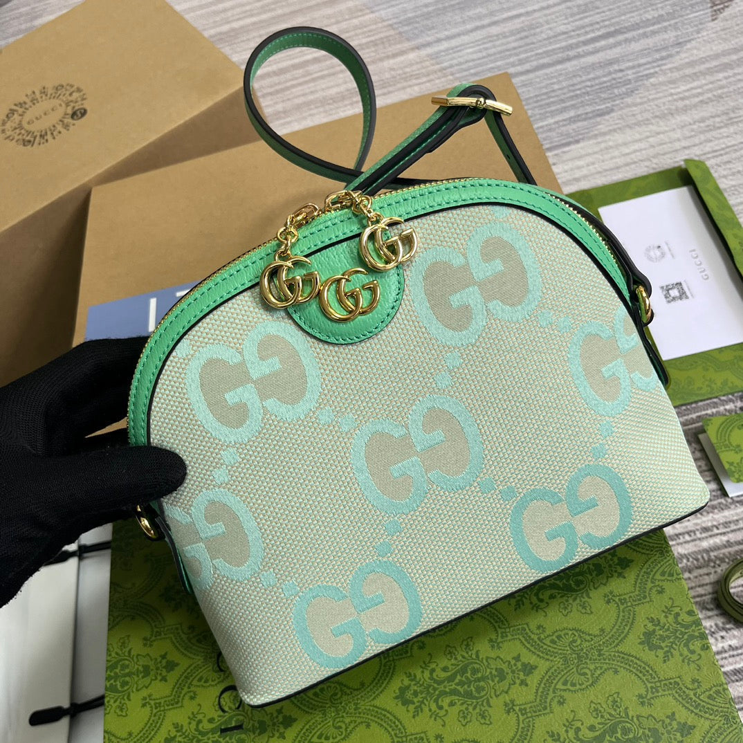 Bolsa de cosméticos grande Ophidia de 24 cm, lona con monograma beige y verde