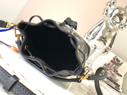 nano noe 13 grey bicolor black monogram gold hardware