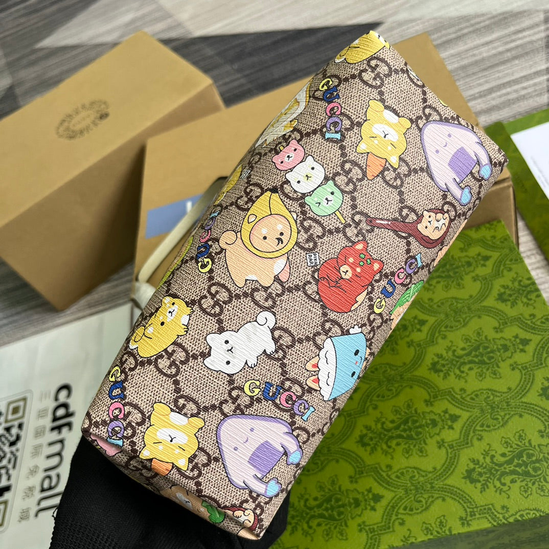 BOLSO TOTE GG PEQUEÑO 21 CON ESTAMPADO DE ANIMALES EN LONA BEIGE