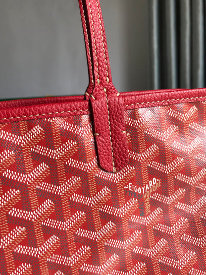 BOLSO HARDY PM 40 EN LONA GOYARDINE ROJA Y ADORNO DE CUERO TAURILLON