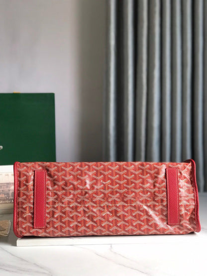 BOLSO HARDY PM 40 EN LONA GOYARDINE ROJA Y ADORNO DE CUERO TAURILLON