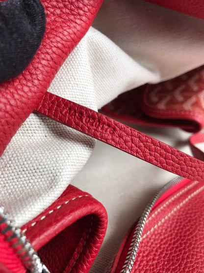 BOLSO HARDY PM 40 EN LONA GOYARDINE ROJA Y ADORNO DE CUERO TAURILLON