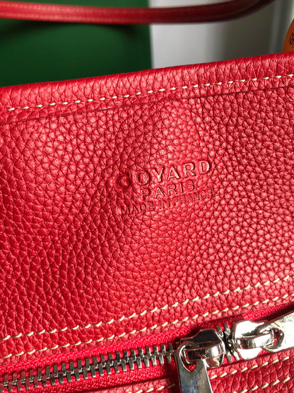 BOLSO HARDY PM 40 EN LONA GOYARDINE ROJA Y ADORNO DE CUERO TAURILLON