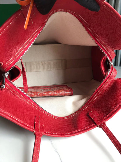 BOLSO HARDY PM 40 EN LONA GOYARDINE ROJA Y ADORNO DE CUERO TAURILLON