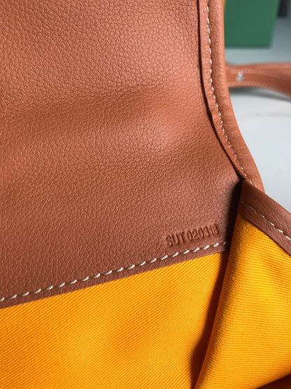 SAINT L¨¦GER BACKPACK 35 IN BROWN GOYARDINE CANVAS AND CALFSKIN WITH CARTOON PATCH
