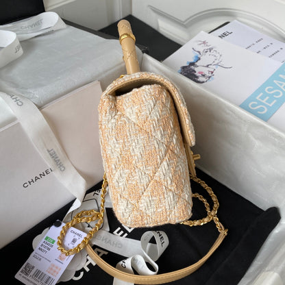 Sac CC MINI 15 en tweed de laine blanc mélangé Merigold