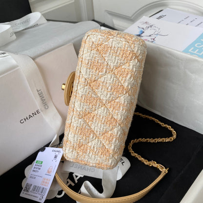 Sac CC MINI 15 en tweed de laine blanc mélangé Merigold
