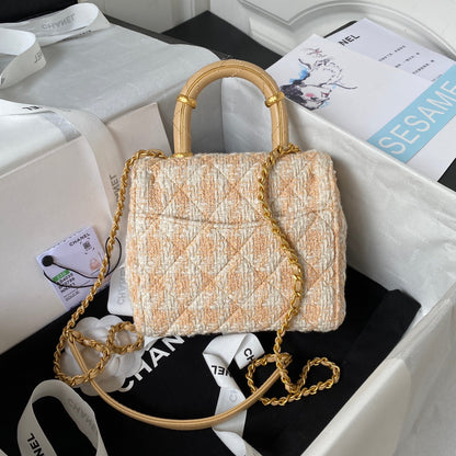 Sac CC MINI 15 en tweed de laine blanc mélangé Merigold