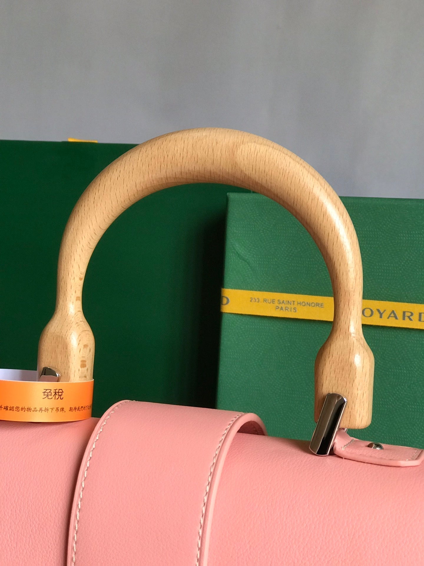BOLSO SA?GON PM 28 EN LONA GOYARDINE ROSA BEBÉ Y PIEL DE BECERRO