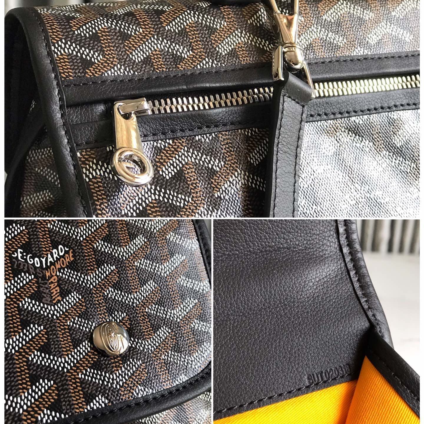 MOCHILA SAINT LÉGER 35 EN LONA GOYARDINE MIXTA MARRÓN Y NEGRO Y PIEL DE BECERRO CON PARCHE DE DIBUJOS ANIMADOS