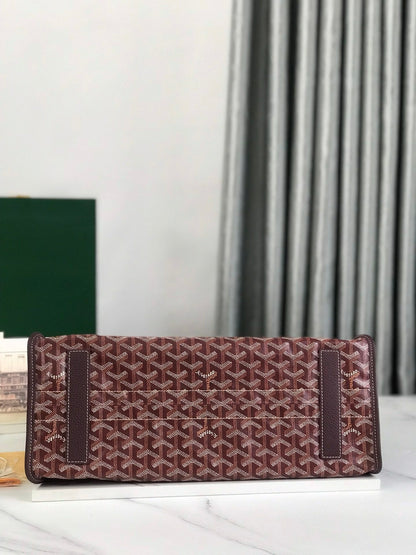 BOLSO HARDY PM 40 EN LONA GOYARDINE MARRÓN Y ADORNO DE CUERO TAURILLON