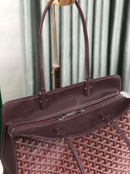 BOLSO HARDY PM 40 EN LONA GOYARDINE MARRÓN Y ADORNO DE CUERO TAURILLON