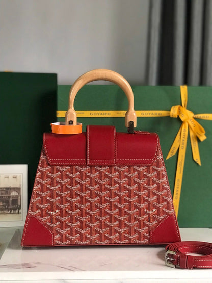 SA?GON PM BAG 28 IN PERSIAN RED GOYARDINE CANVAS AND CALFSKIN