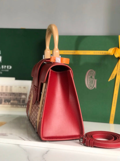 SA?GON PM BAG 28 IN PERSIAN RED GOYARDINE CANVAS AND CALFSKIN