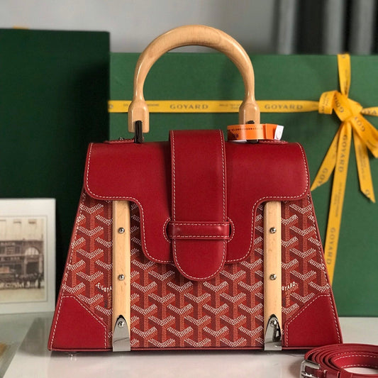 SA?GON PM BAG 28 IN PERSIAN RED GOYARDINE CANVAS AND CALFSKIN