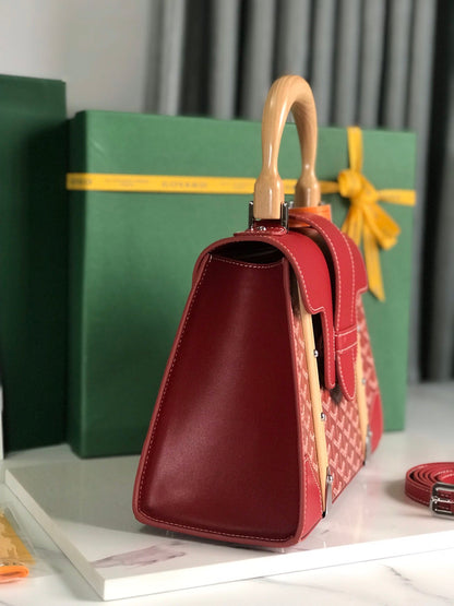 SA?GON PM BAG 28 IN PERSIAN RED GOYARDINE CANVAS AND CALFSKIN