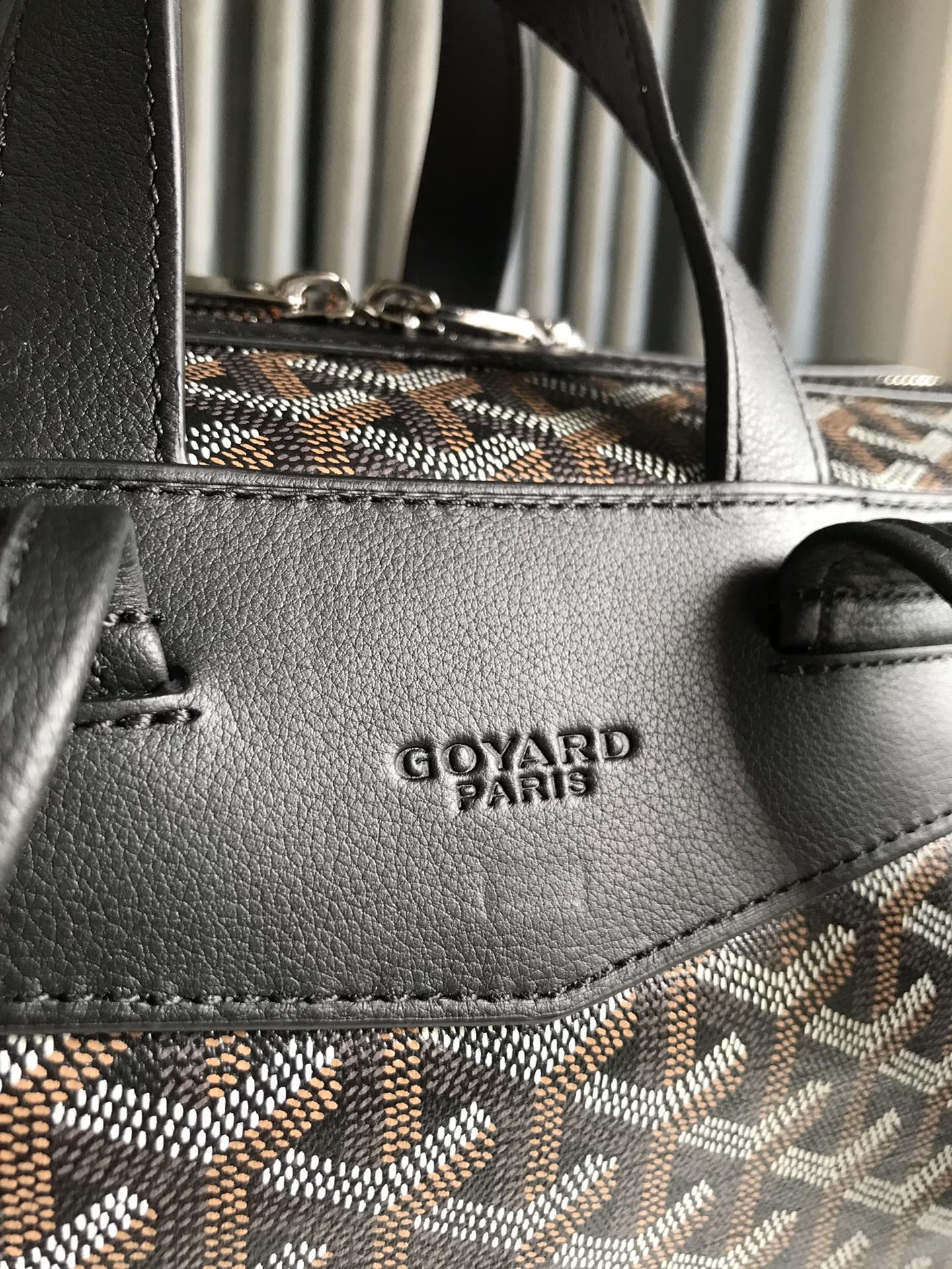MOCHILA CISALPIN 43 EN LONA GOYARDINE NEGRA Y PIEL DE BECERRO