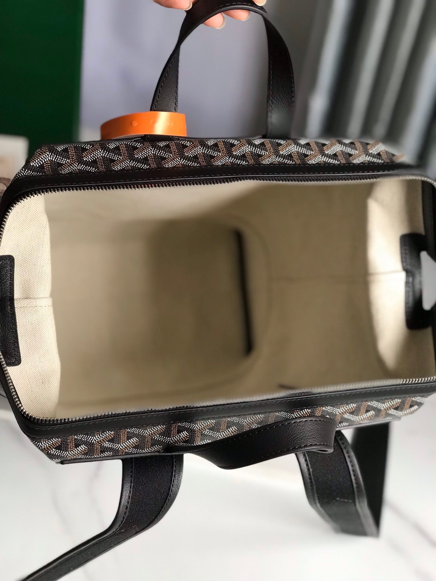 MOCHILA CISALPIN 43 EN LONA GOYARDINE NEGRA Y PIEL DE BECERRO