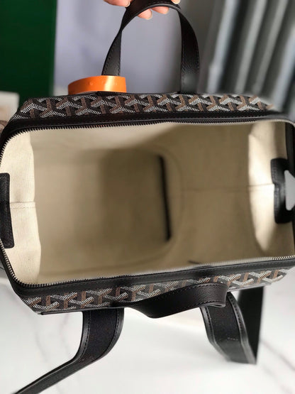 MOCHILA CISALPIN 43 EN LONA GOYARDINE NEGRA Y PIEL DE BECERRO