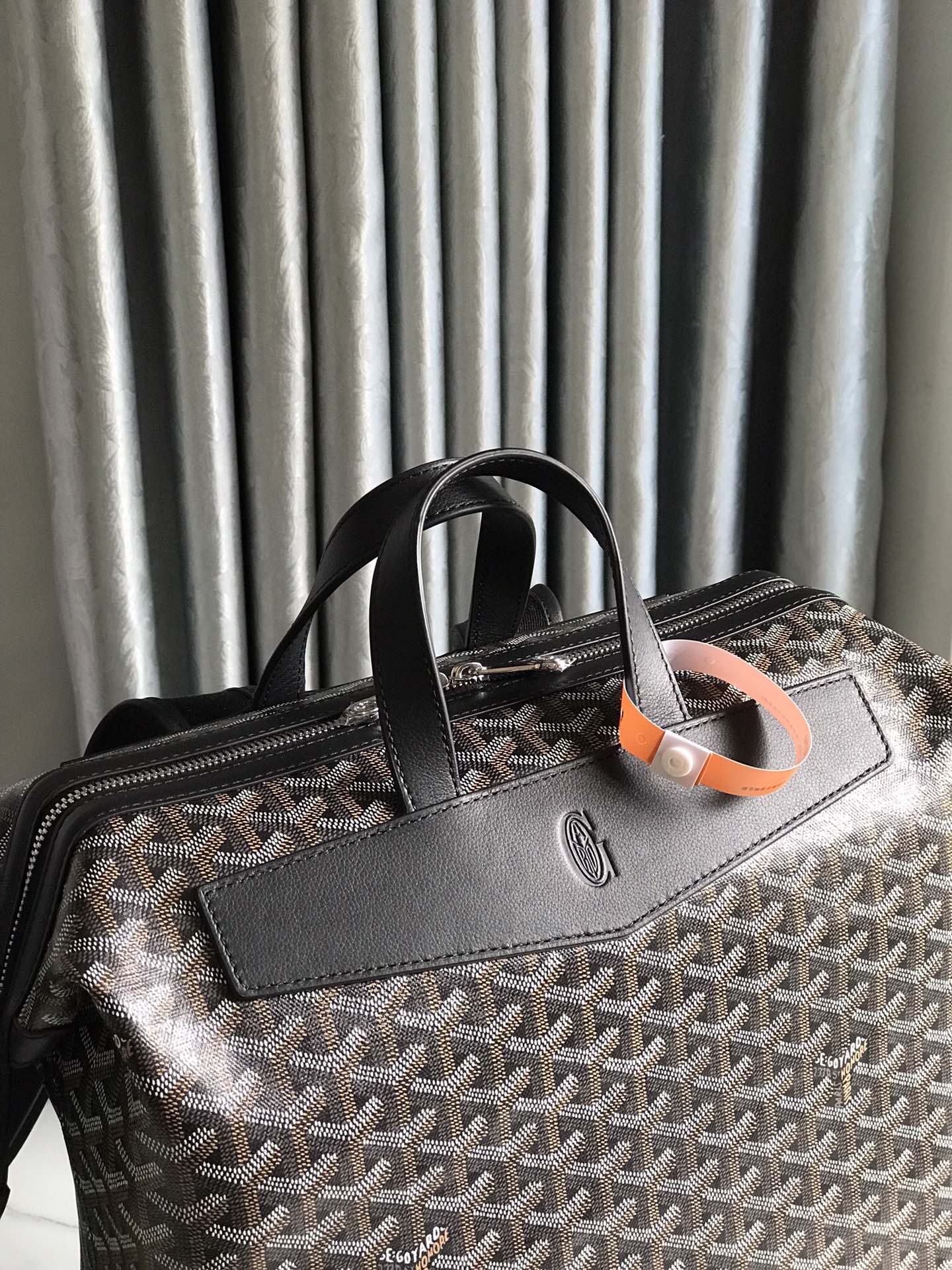 MOCHILA CISALPIN 43 EN LONA GOYARDINE NEGRA Y PIEL DE BECERRO