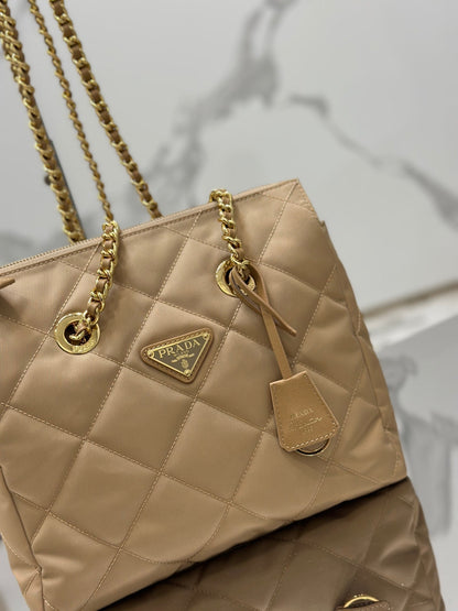 SAC HOBO VINTAGE 25 EN NYLON MATELASSÉ BEIGE FRANÇAIS CLAIR, QUINCAILLERIE DORÉ