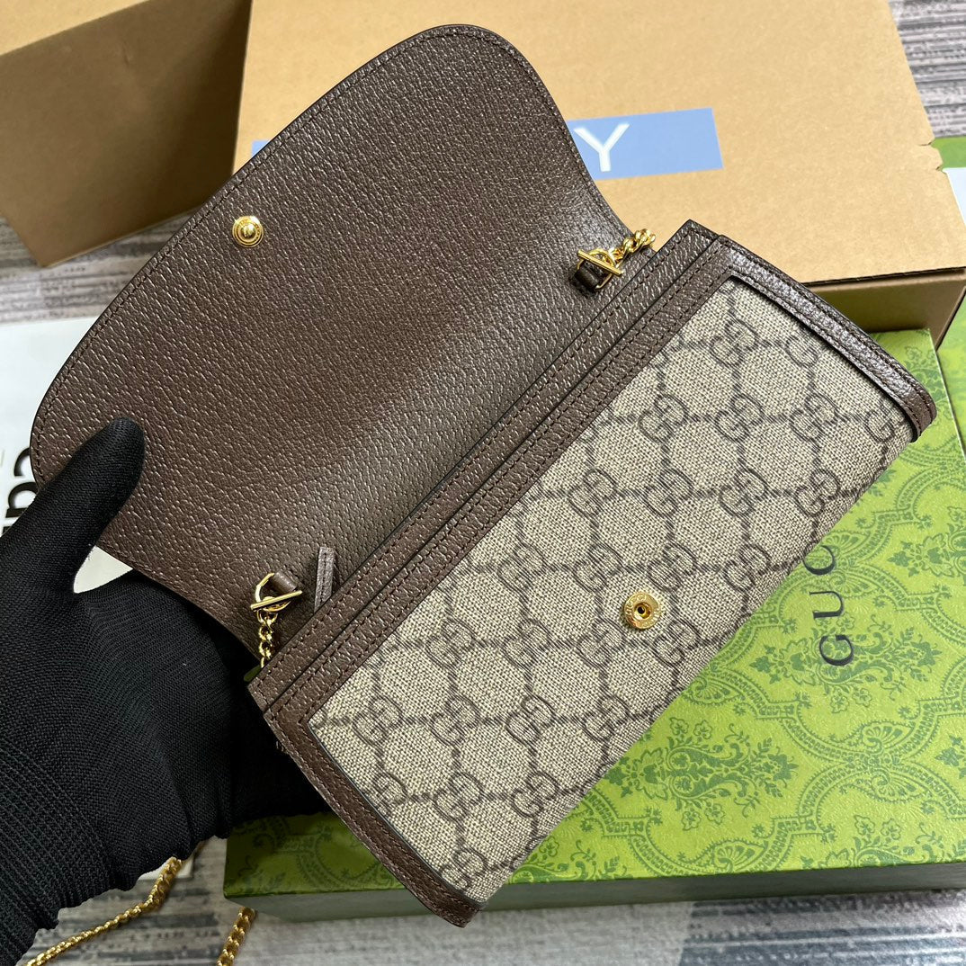 BOLSO DE HOMBRO BLONDIE 21 EN LONA BEIGE CON MONOGRAMA Y RIBETE DE PIEL DE BECERRO MARRÓN OSCURO CON HERRAJES DORADOS