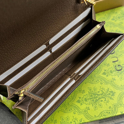 BOLSO DE HOMBRO BLONDIE 21 EN LONA BEIGE CON MONOGRAMA Y RIBETE DE PIEL DE BECERRO MARRÓN OSCURO CON HERRAJES DORADOS