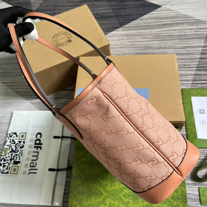 Petit sac fourre-tout GG OPHIDIA 25 en toile rose clair