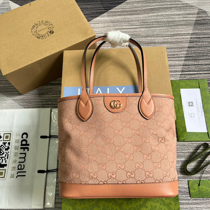 Petit sac fourre-tout GG OPHIDIA 25 en toile rose clair