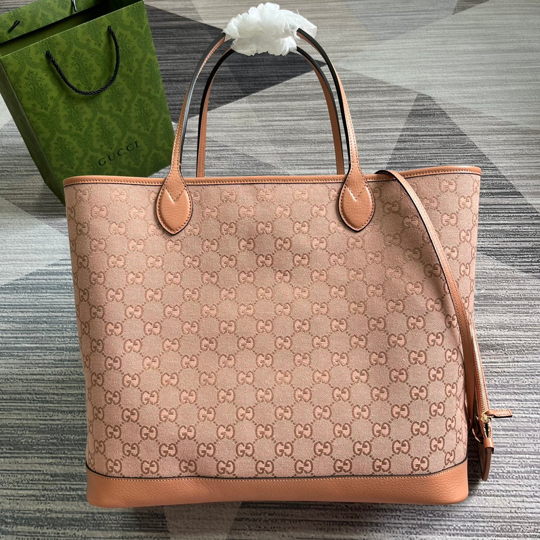 BOLSO TOTE GRANDE GG OPHIDIA DE LONA ROSA CLARO, 40 L
