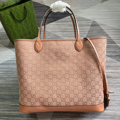BOLSO TOTE GRANDE GG OPHIDIA DE LONA ROSA CLARO, 40 L