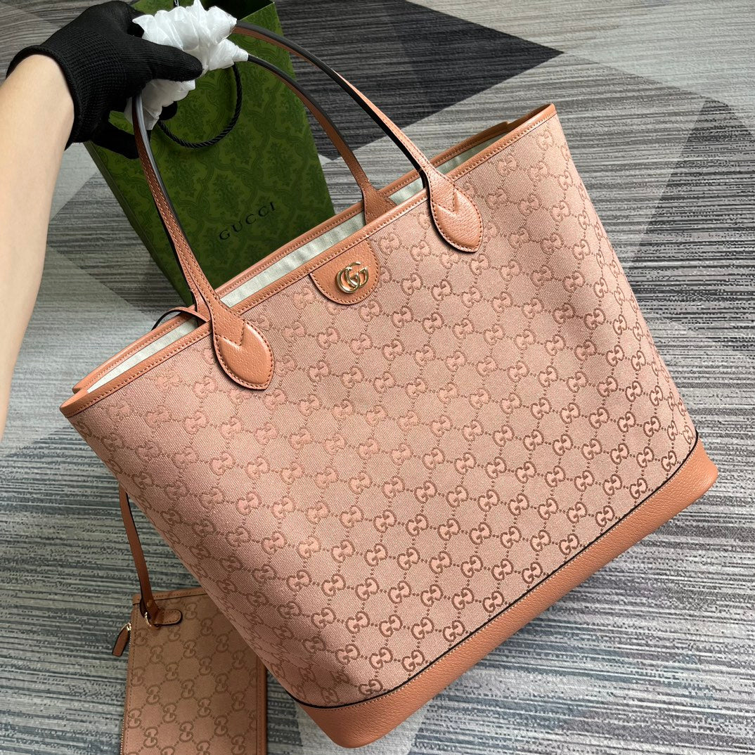BOLSO TOTE GRANDE GG OPHIDIA DE LONA ROSA CLARO, 40 L