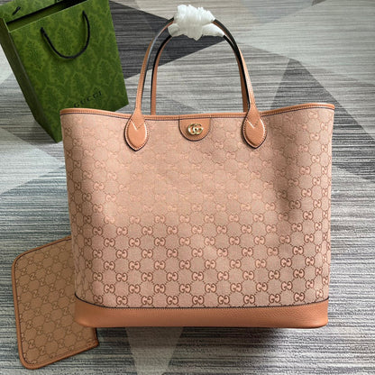 BOLSO TOTE GRANDE GG OPHIDIA DE LONA ROSA CLARO, 40 L
