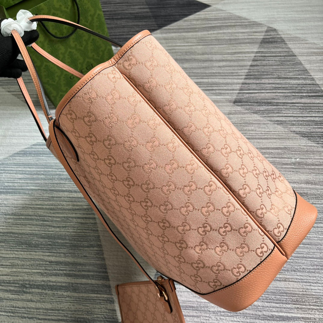 BOLSO TOTE GRANDE GG OPHIDIA DE LONA ROSA CLARO, 40 L