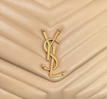 LOULOU MEDIUM 32 BEIGE QUILTED LEATHER GOLD HARDWARE