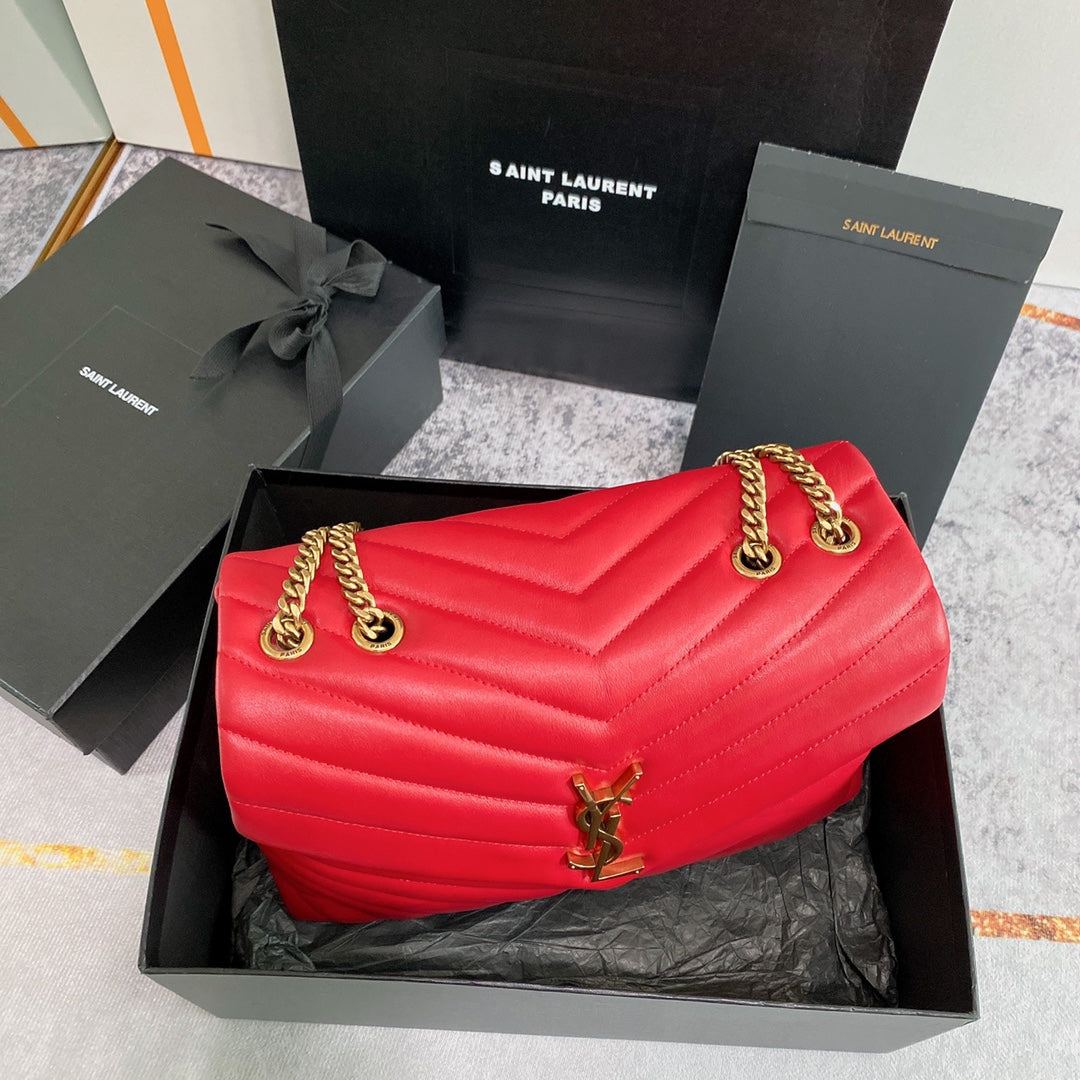 LOULOU MEDIUM 32 RED QUILTED LEATHER