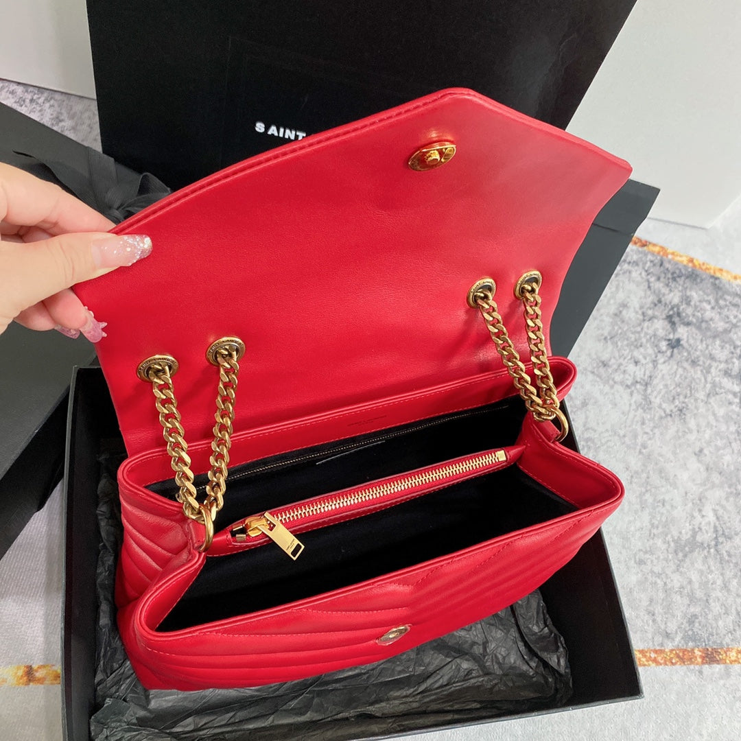 LOULOU MEDIUM 32 RED QUILTED LEATHER