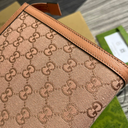BOLSO OPHIDIA GG 27 DE LONA ROSA CLARO Y PIEL DE BECERRO