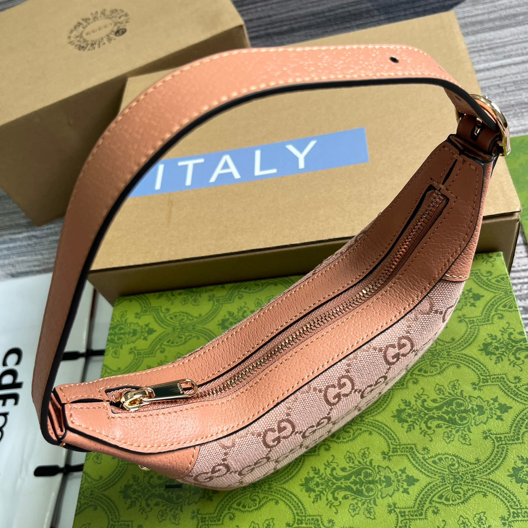 BOLSO OPHIDIA GG MINI 20 DE LONA ROSA CLARO Y PIEL DE BECERRO
