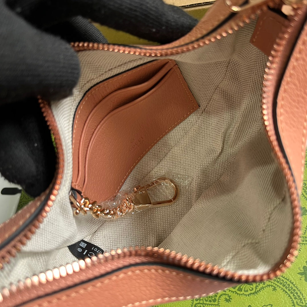 BOLSO OPHIDIA GG MINI 20 DE LONA ROSA CLARO Y PIEL DE BECERRO