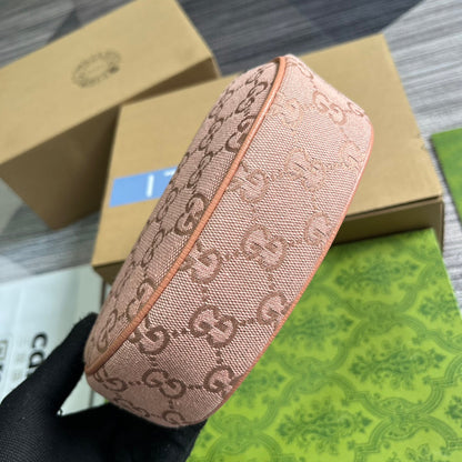 BOLSO OPHIDIA GG MINI 20 DE LONA ROSA CLARO Y PIEL DE BECERRO