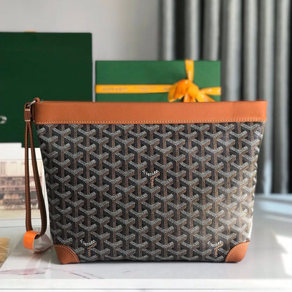 BOLSA CONTI 24 EN PIEL DE CORDERO COLOR MARRÓN Y LONA GOYARDINE NEGRA