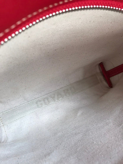 POCHETTE CONTI 24 EN CUIR D'AGNEAU ROUGE CLASSIQUE ET TOILE GOYARDINE